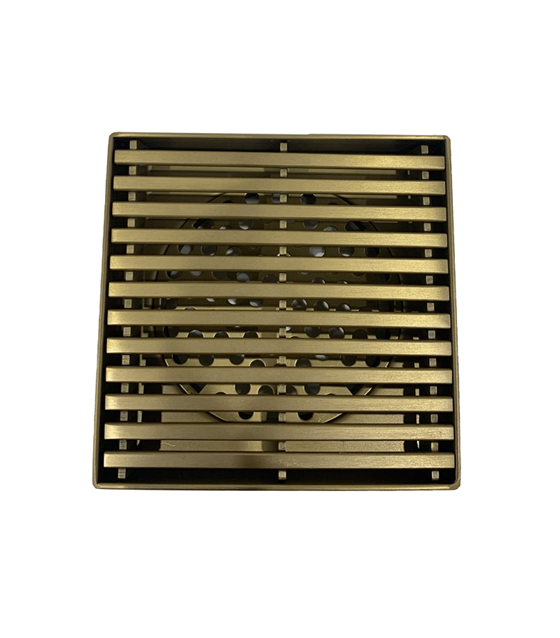 Linear Brushed Yellow Gold Floor Waste LM GW BG110 02