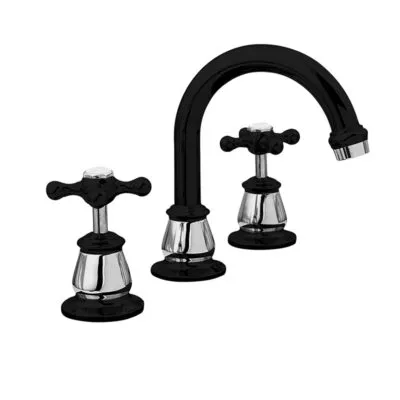 Noosa Matt Black And Chrome Heritage Basin Tap Set P850BK/CP+R505B