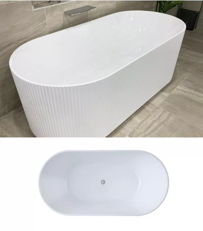 Ally Groove Freestanding Bath - Gloss White Topview