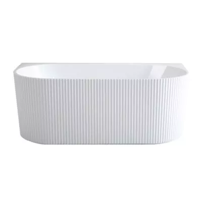 Bari Groove Back To Wall Freestanding Bath - Gloss White