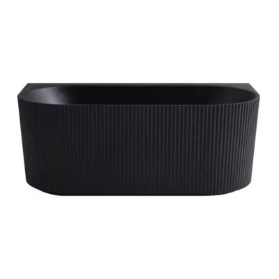 Bari Groove Back To Wall Freestanding Bath - Matt Black
