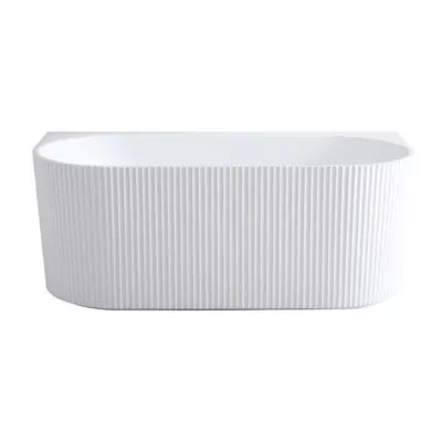 Bari Groove Back To Wall Freestanding Bath - Matt White