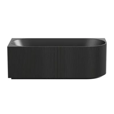 Capri Groove Back To Wall Freestanding Bath Left Corner - Matt Black