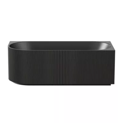 Capri Groove Back To Wall Freestanding Bath Right Corner - Matt Black
