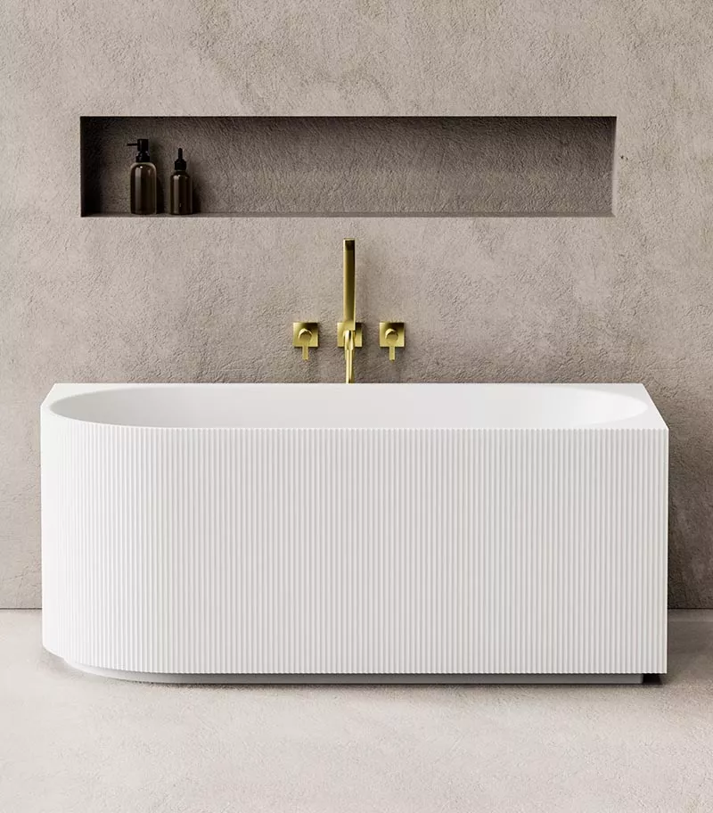 Capri Groove Back To Wall Freestanding Bath Right Corner Frontview