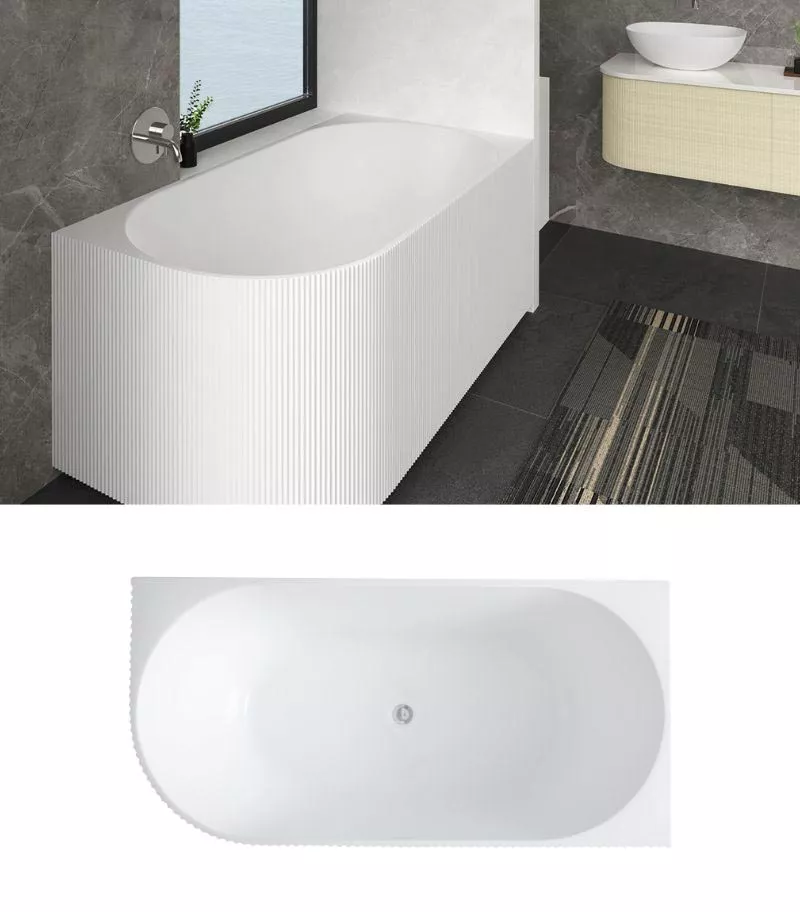 Capri Groove Back To Wall Freestanding Bath Right Corner Topview Capri Groove Back To Wall Freestanding Bath Right Corner Topview