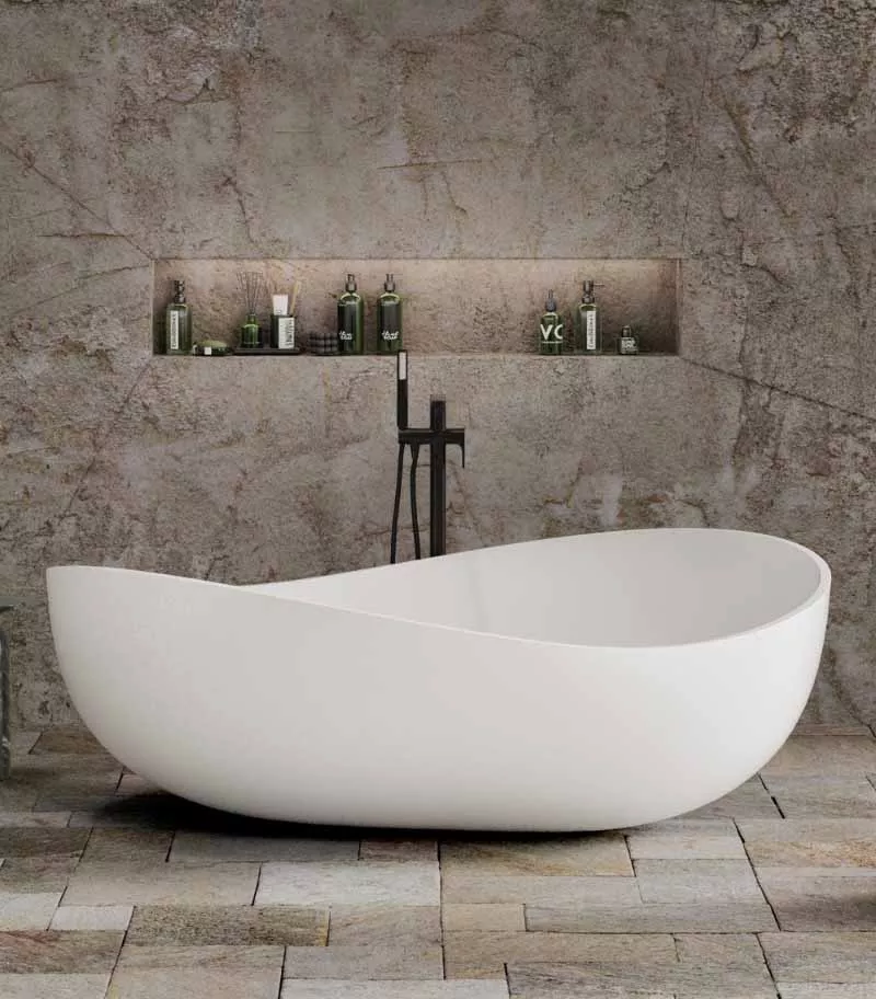 Enflair Wave Gloss White Freestanding Bath 1800mm