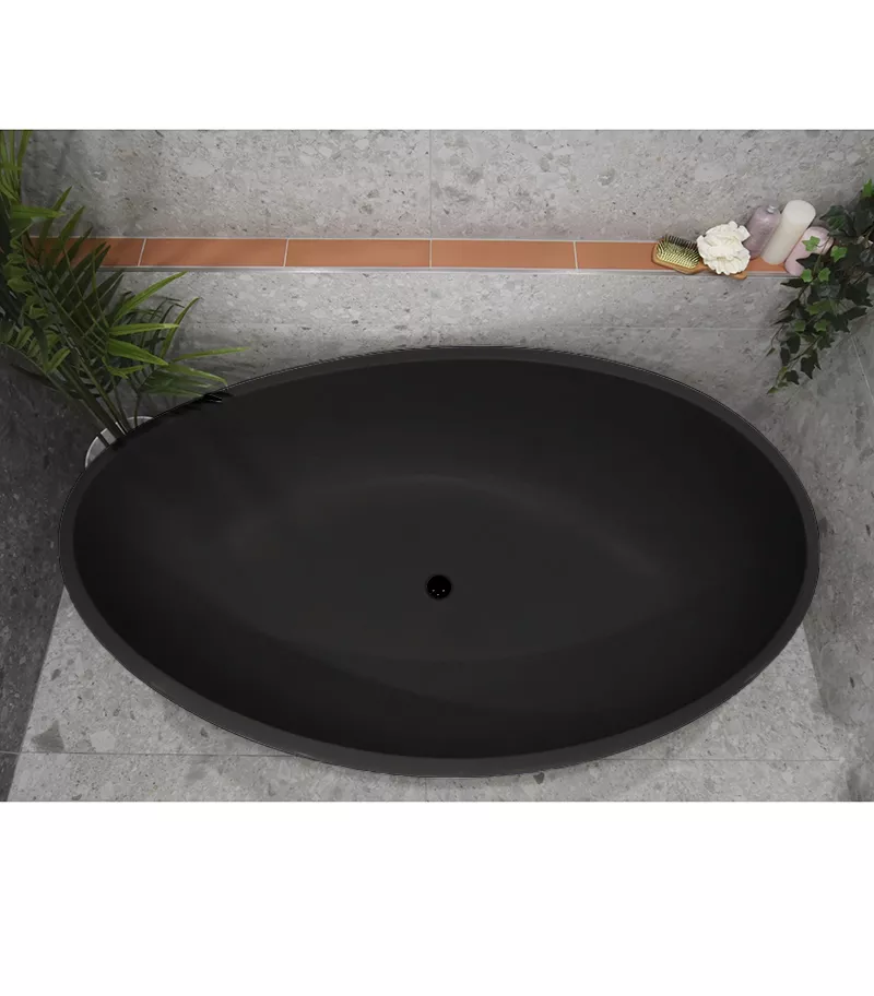 Enflair Wave Matt Black Freestanding Bath 1800mm SB821-1800MB top view