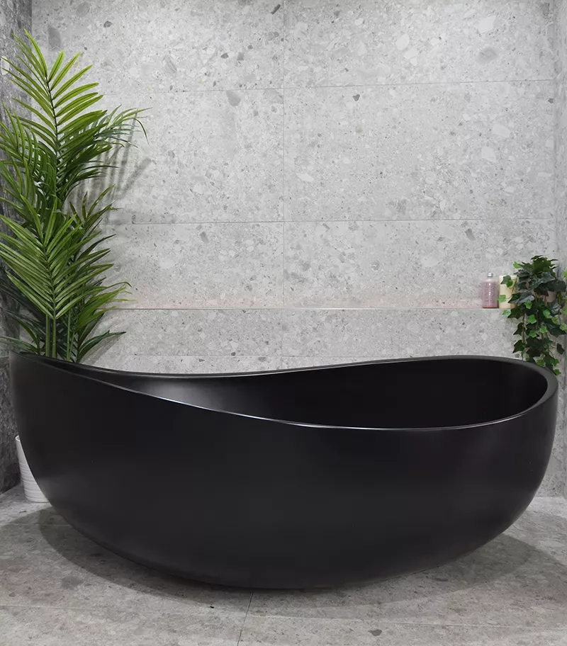 Enflair Wave Matt Black Freestanding Bath 1800mm SB821-1800MB