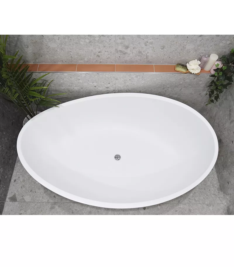 Enflair Wave White Freestanding Bath 1800mm SB821 top view