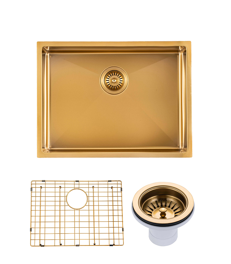 Aqua Brushed Gold Handmade Single Bowl Sink 600 x 450 x 300mm TWM10DG - Parts
