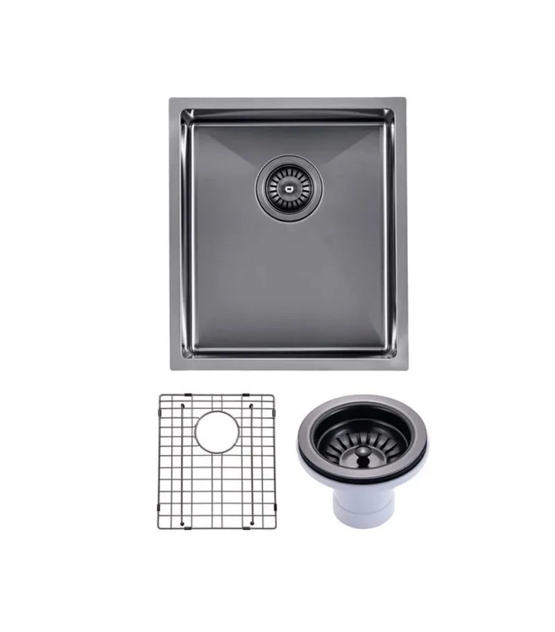 Aqua 390x450x215mm Stainless Steel Single Bowl Sink - Gunmetal