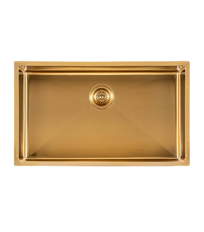 Aqua Brushed Gold Handmade Single Bowl Sink 762mm TWM3G