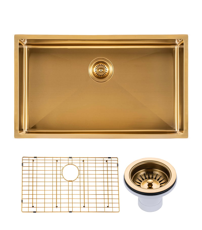 Aqua Brushed Gold Handmade Single Bowl Sink 762mm TWM3G - Parts