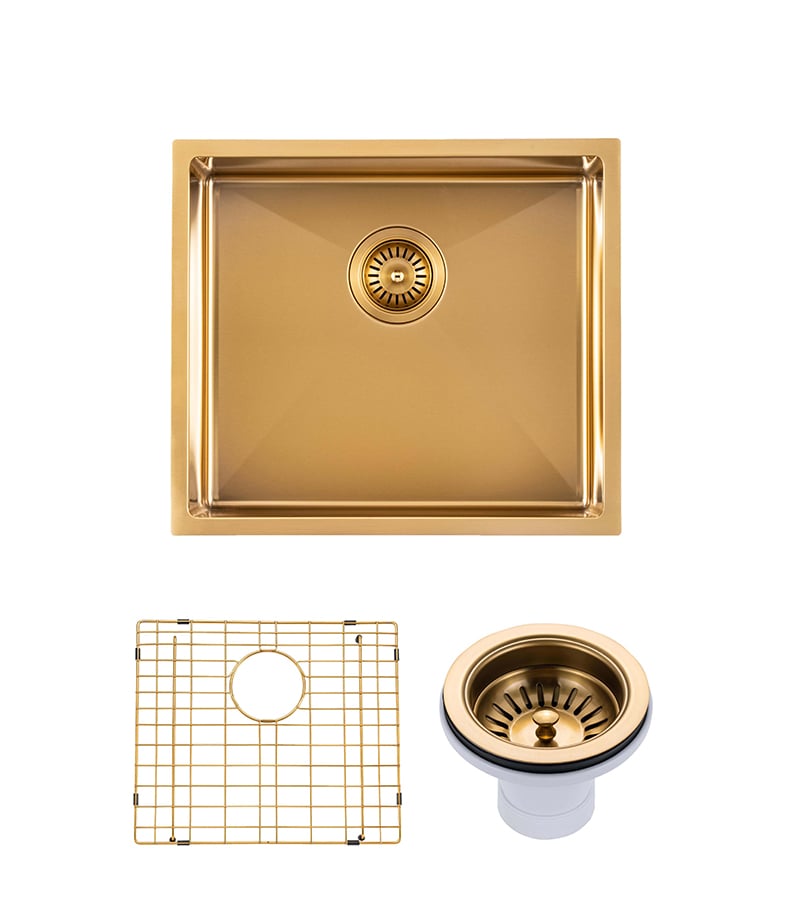 Aqua Brushed Gold Handmade Single Bowl Sink 510mm TWM5G - Parts