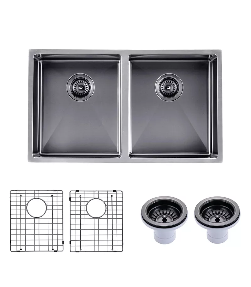 Aqua Gunmetal Grey Handmade Double Bowls Sink 770mm TWM6B - Parts