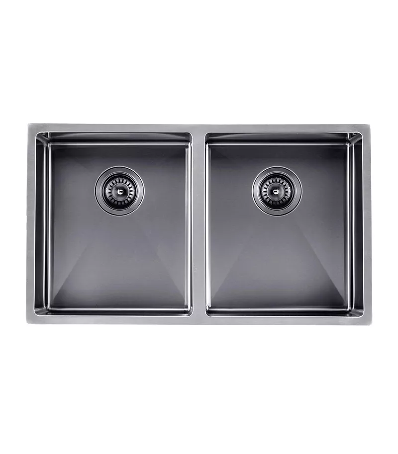 Aqua Gunmetal Grey Handmade Double Bowls Sink 820mm TWM7B