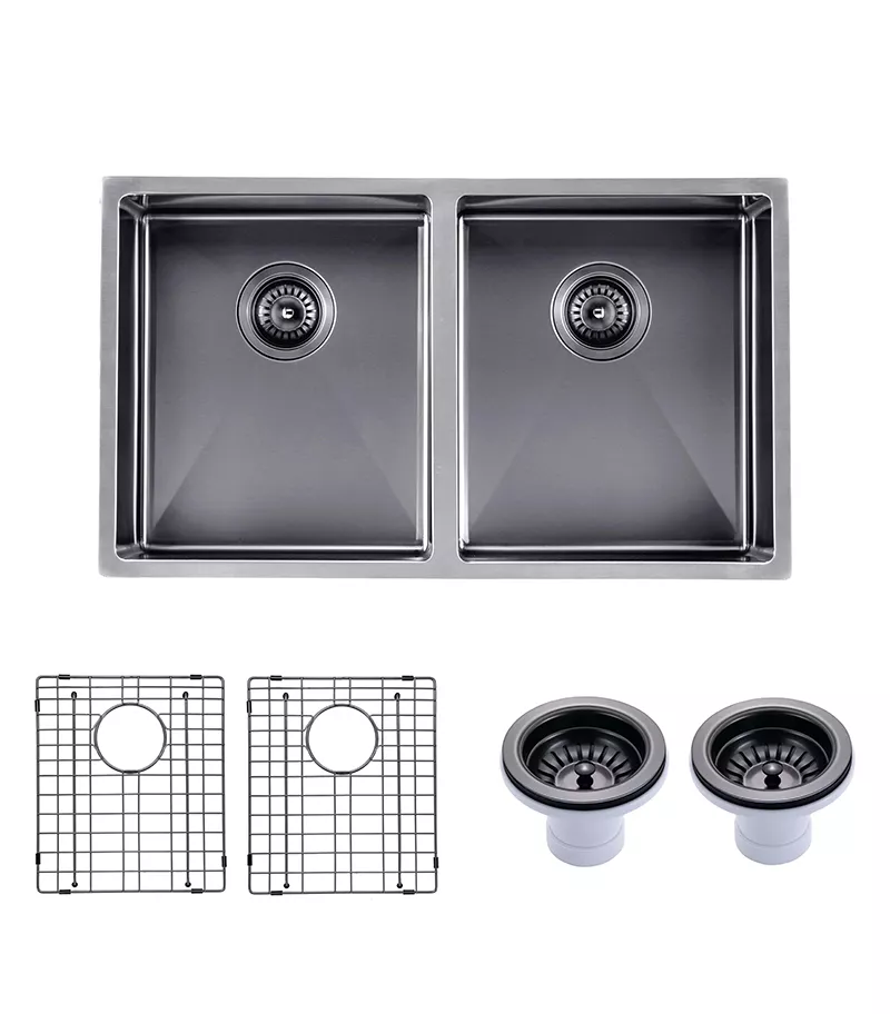 Aqua Gunmetal Grey Handmade Double Bowls Sink 820mm TWM7B - Parts