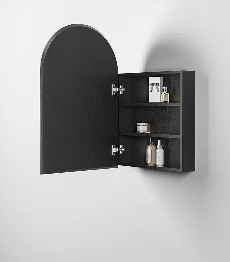 Archie 600mm x 900mm Black Oak Shaving Cabinet ARSV9060B Interior