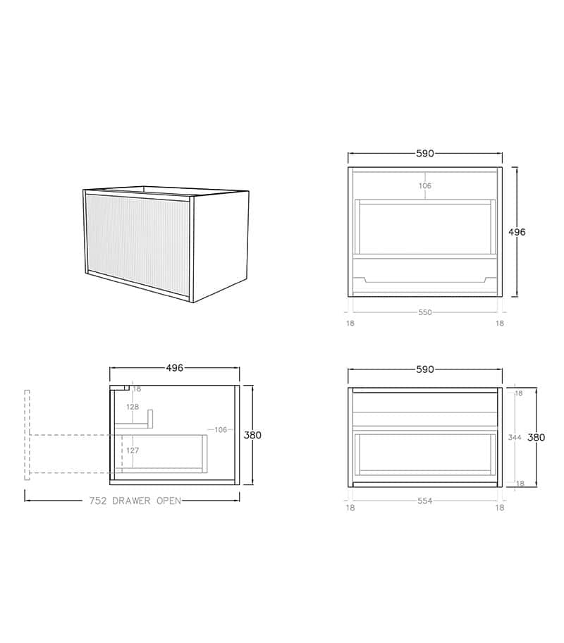 Bellevue 600mm Wall Hung Cabinet Specification