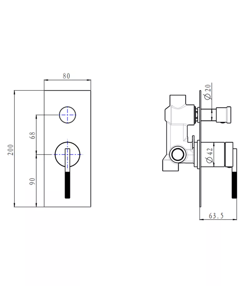 CADDENCE Wall Mixer With Diverter Specification