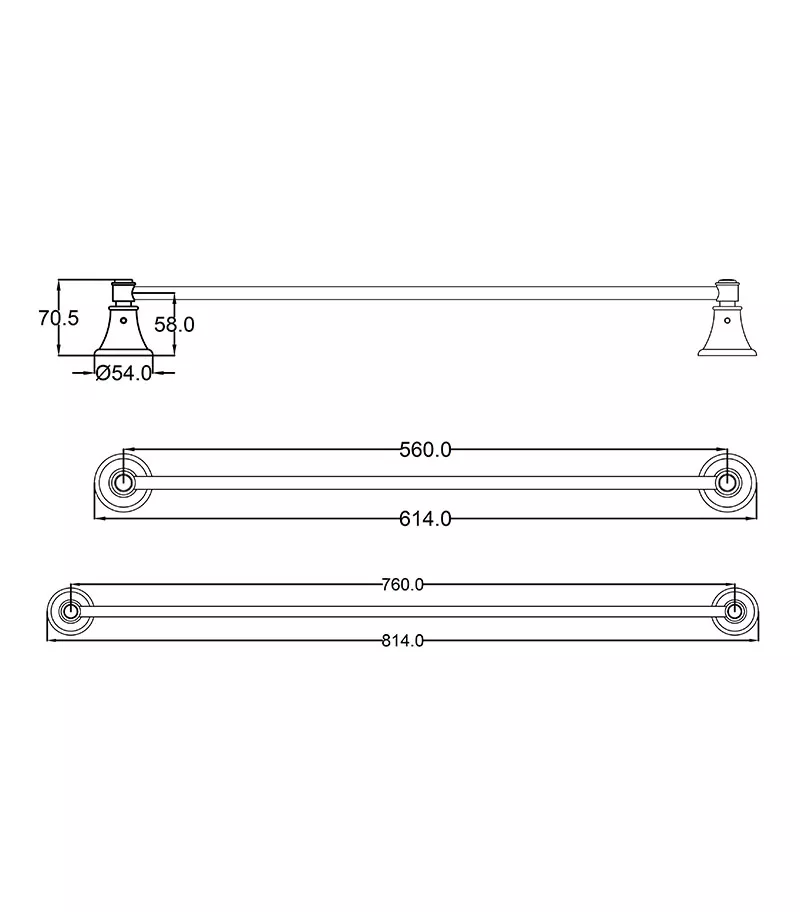 Clasico Traditional Single Towel Rail Specification