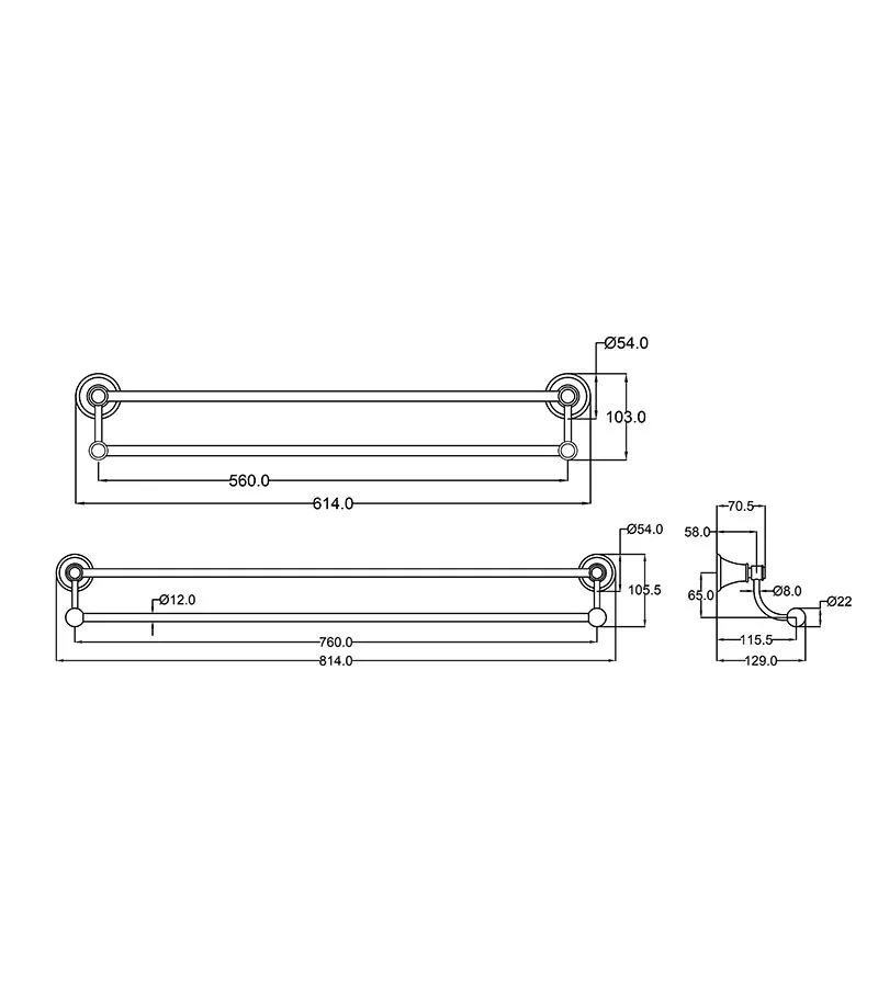 Clasico Traditional Double Towel Rail Specification