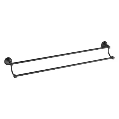 Clasico Traditional Double Towel Rail - Matt Black