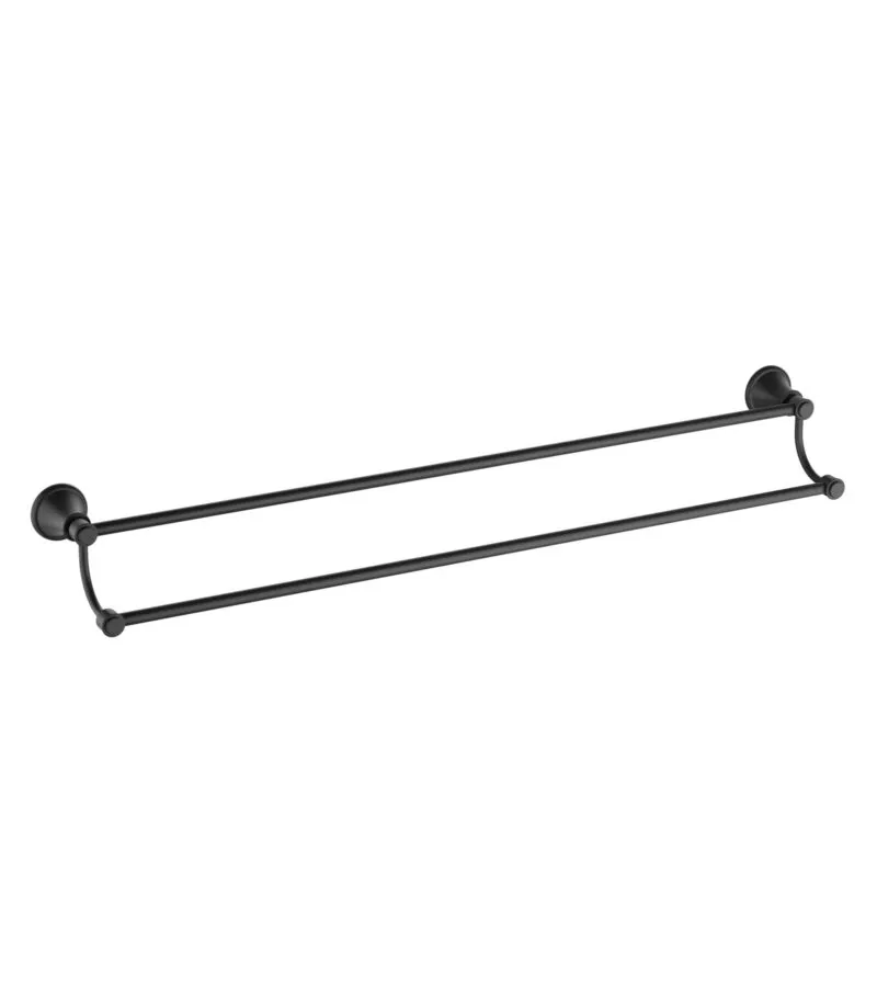 Clasico Traditional Double Towel Rail - Matt Black