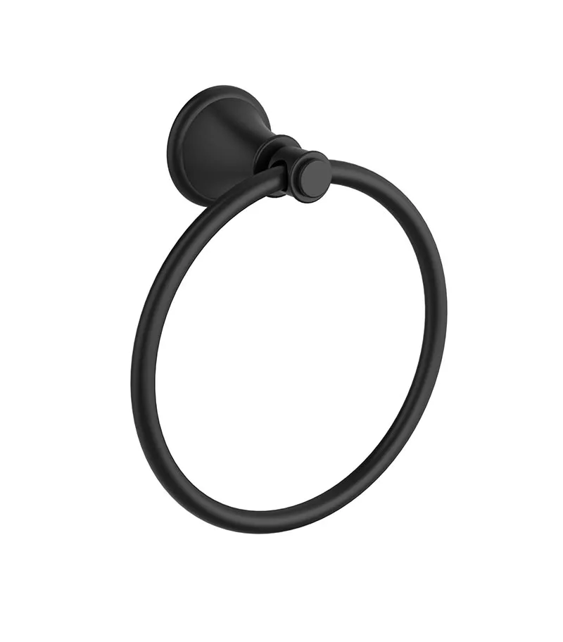 Clasico Matt Black Towel Ring