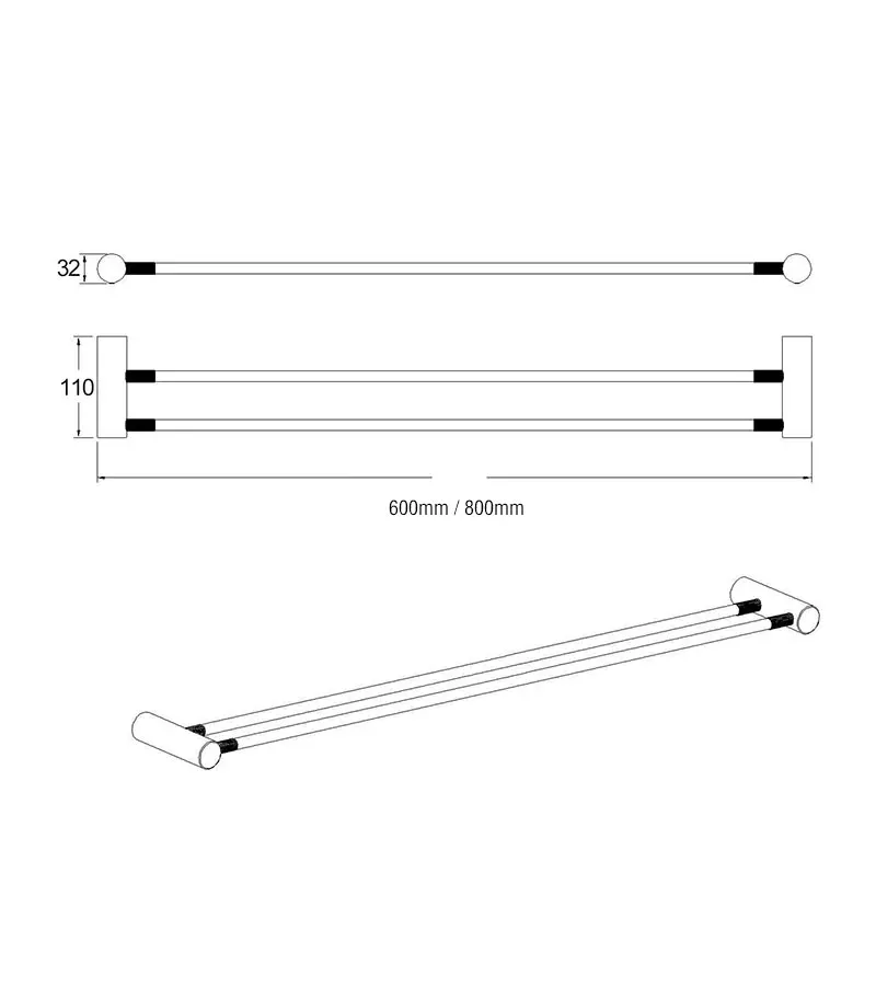 CADDENCE Double Towel Rail Specification