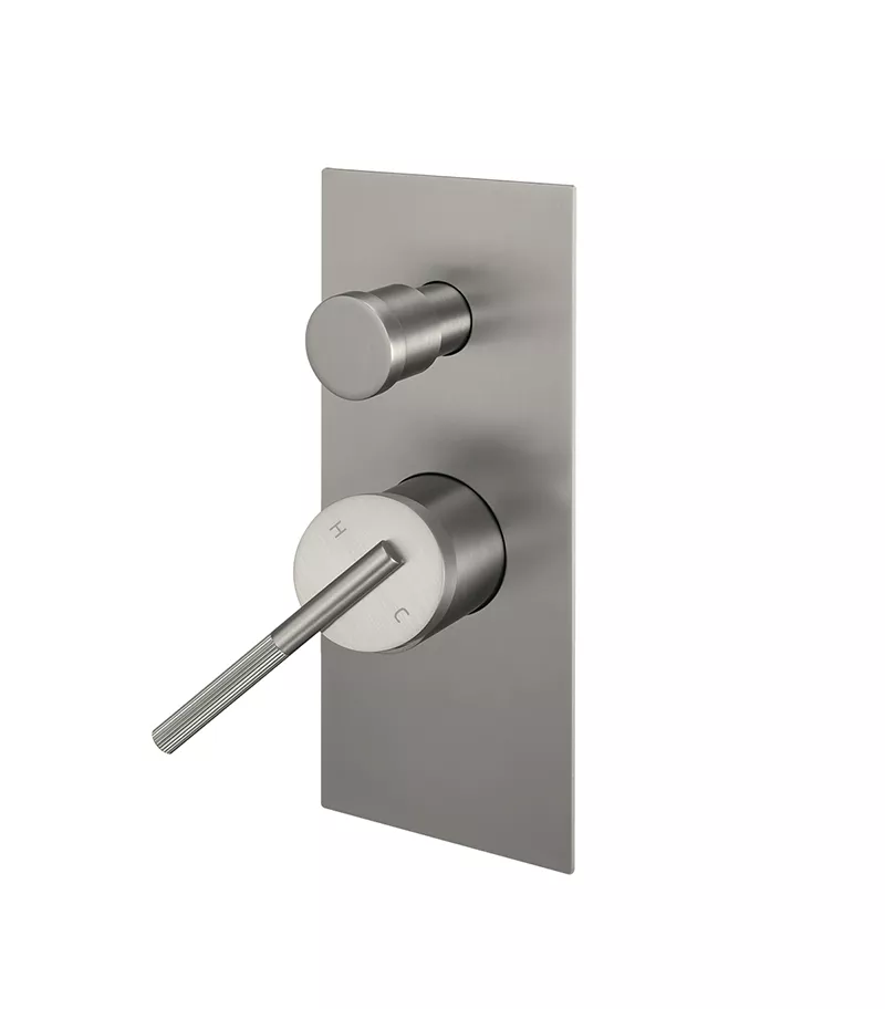 CADDENCE Brushed Nickel Wall Mixer With Diverter Sideview