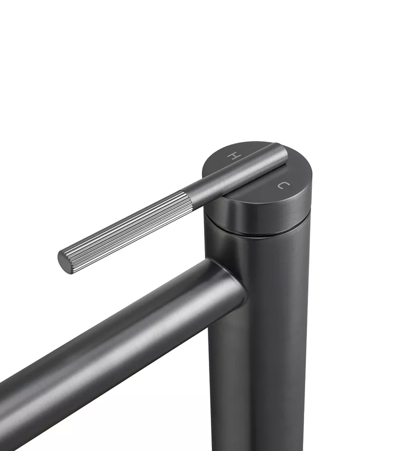 CADDENCE Brushed Gunmetal Grey Tall Basin Mixer Topview CADDENCE Brushed Gunmetal Grey Tall Basin Mixer Topview