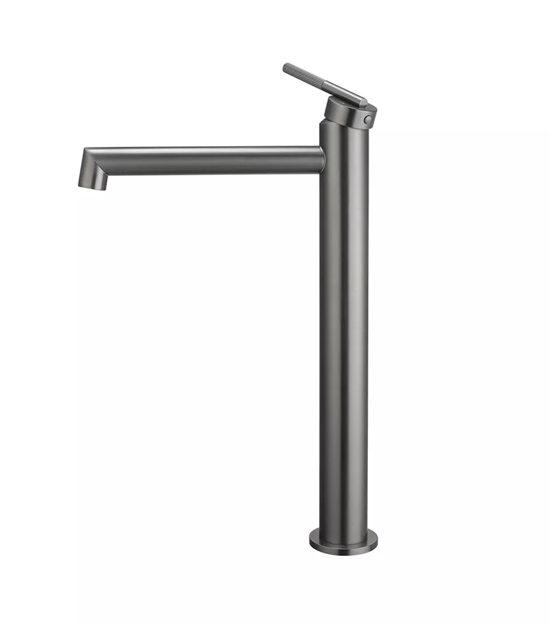 CADDENCE Brushed Gunmetal Grey Tall Basin Mixer Sideview CADDENCE Brushed Gunmetal Grey Tall Basin Mixer Sideview