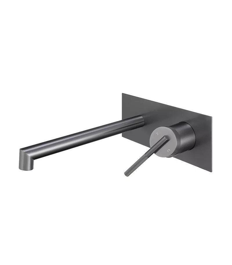 CADDENCE Brushed Gunmetal Grey Bath Or Wall Mounted Mixer Sideview CADDENCE Brushed Gunmetal Grey Bath Or Wall Mounted Mixer Sideview