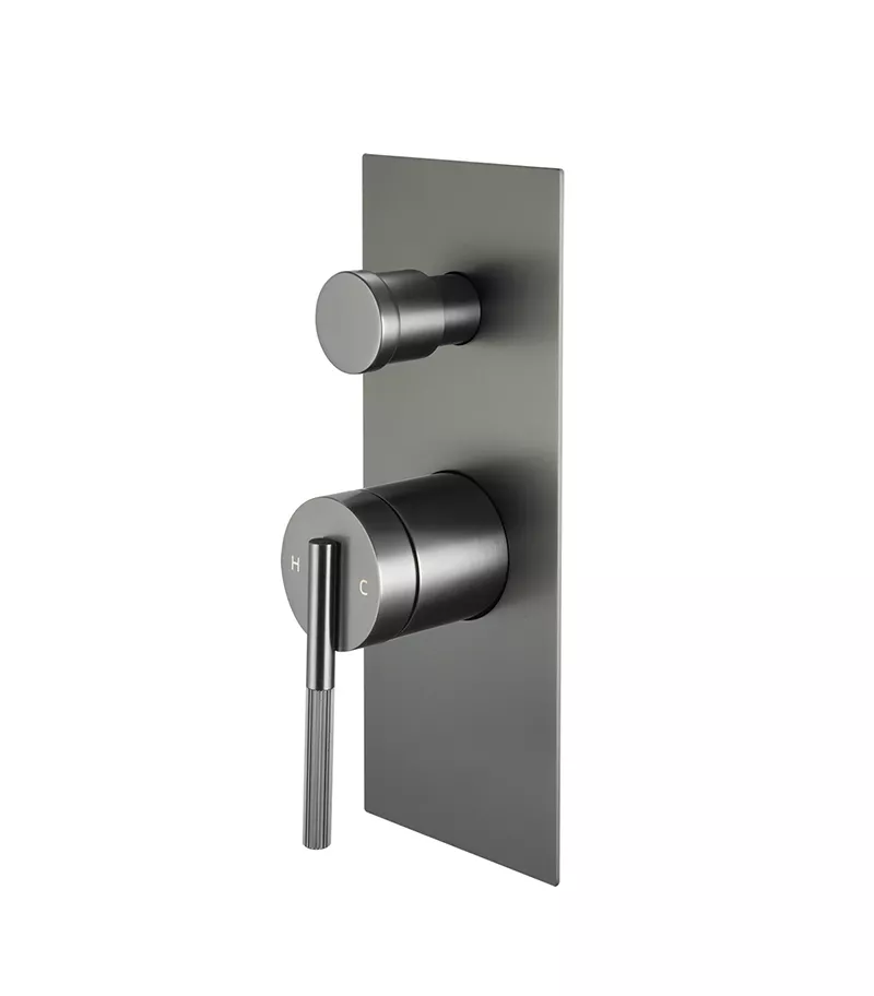 CADDENCE Brushed Gunmetal Grey Wall Mixer With Diverter