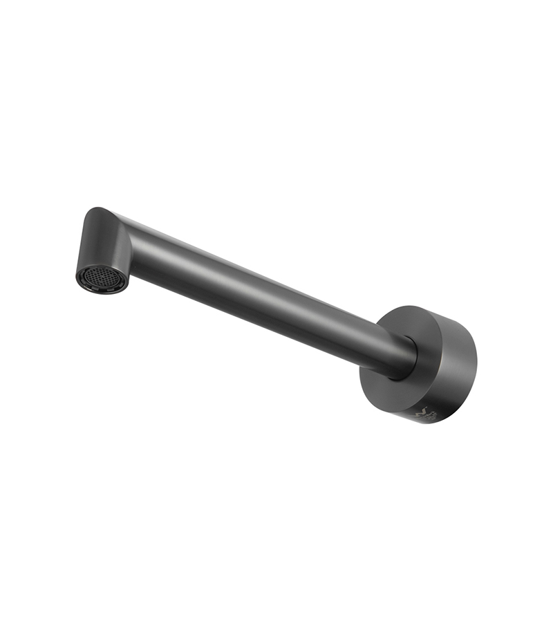 CADDENCE Brushed Gunmetal Grey Bath Or Basin Wall Spout Sideview