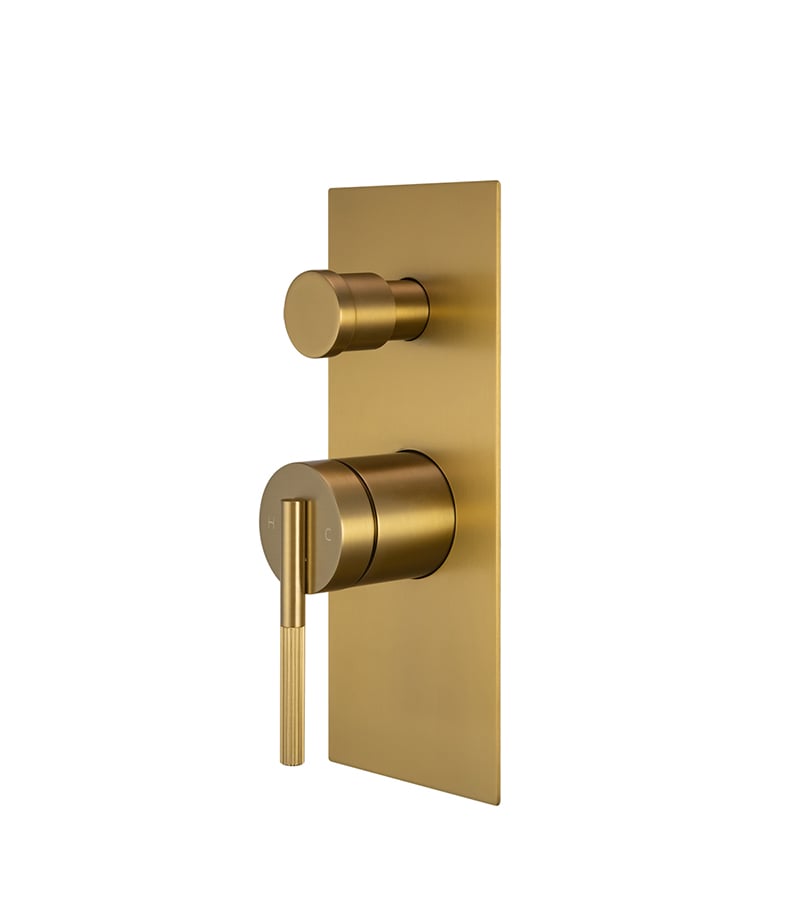 CADDENCE Brushed Yellow Gold Wall Mixer With Diverter