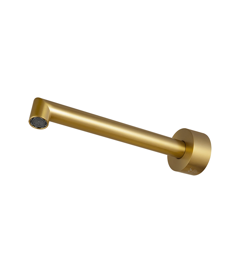 CADDENCE Brushed Yellow Gold Bath Or Basin Wall Spout Sideview