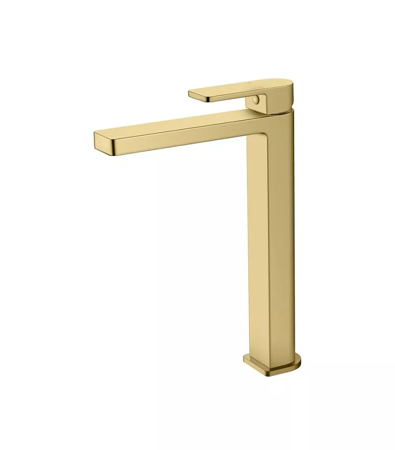 IKON Flores High Rise Brushed Gold Basin Mixer