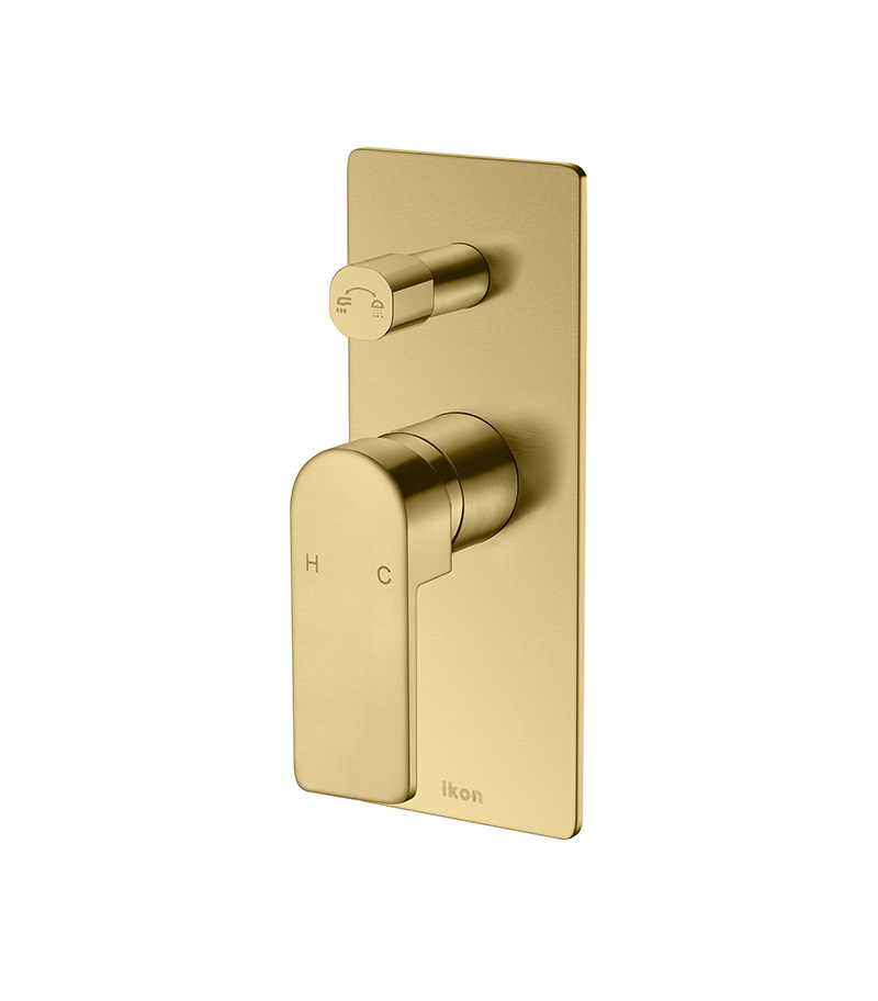 IKON Flores Brushed Gold Wall Or Shower Mixer With Diverter