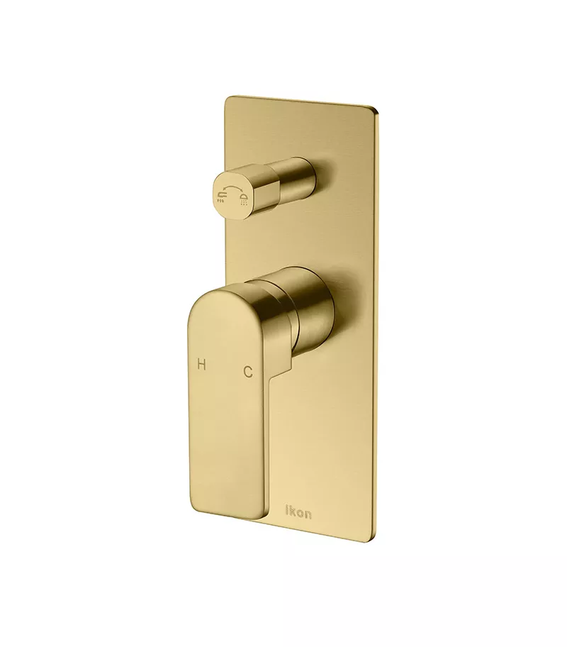 IKON Flores Brushed Gold Wall Or Shower Mixer With Diverter