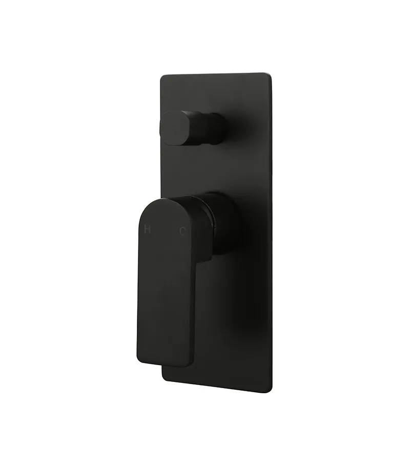 IKON Flores Matt Black Wall Or Shower Mixer With Diverter