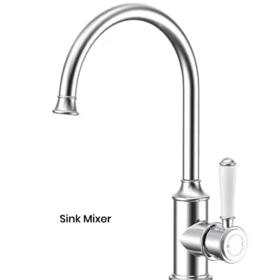 IKON Clasico Chrome Ceramic Handle Gooseneck Sink Mixer HYB868-101A