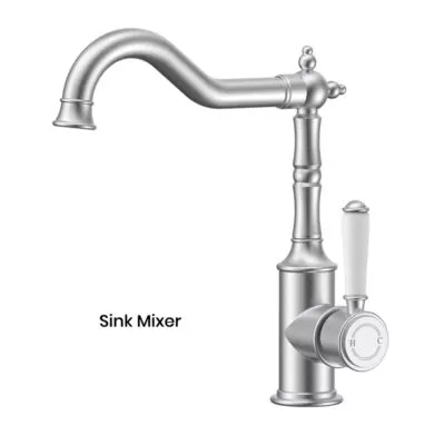 IKON Clasico Brushed Nickel Ceramic Handle Sink Mixer HYB868-102A-BN