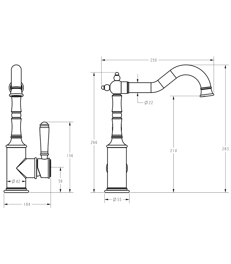 IKON Clasico Sink Mixer Specification