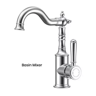 IKON Clasico Chrome Solid Handle Basin Mixer HYB868-202