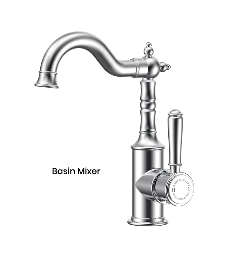 IKON Clasico Chrome Solid Handle Basin Mixer HYB868-202