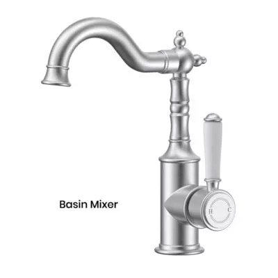 IKON Clasico Brushed Nickel Ceramic Handle Basin Mixer HYB868-202A-BN