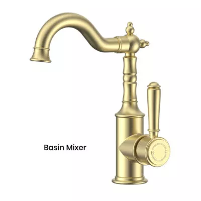 IKON Clasico Brushed Gold Solid Handle Basin Mixer HYB868-202BG